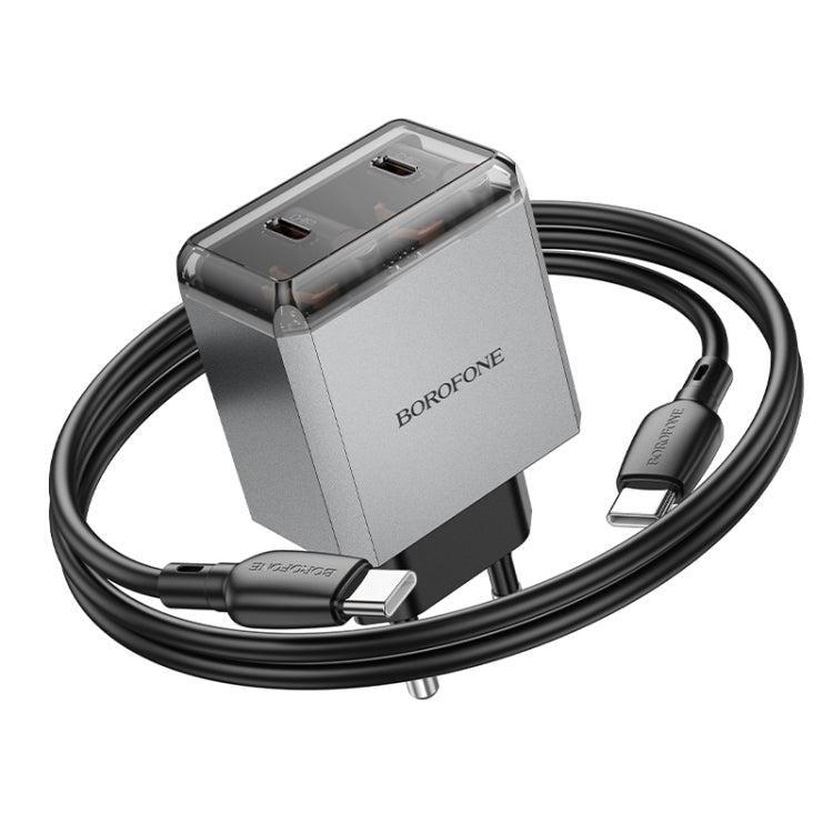BOROFONE BN21 PD 40W 2 Type-C Charger with 1m Type-C to Type-C Cable Set, For:EU Plug(Tarnish) - USB Charger by Borofone | Online Shopping South Africa | PMC TechLife | Buy Now Pay Later Mobicred