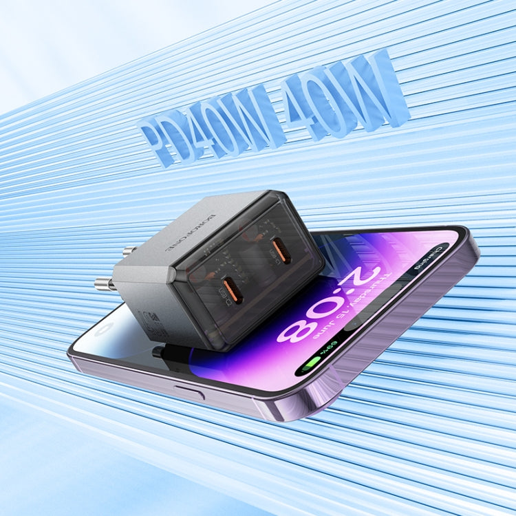 BOROFONE BN21 PD 40W 2 Type-C Charger with 1m Type-C to Type-C Cable Set, For:EU Plug(Tarnish) - USB Charger by Borofone | Online Shopping South Africa | PMC TechLife | Buy Now Pay Later Mobicred