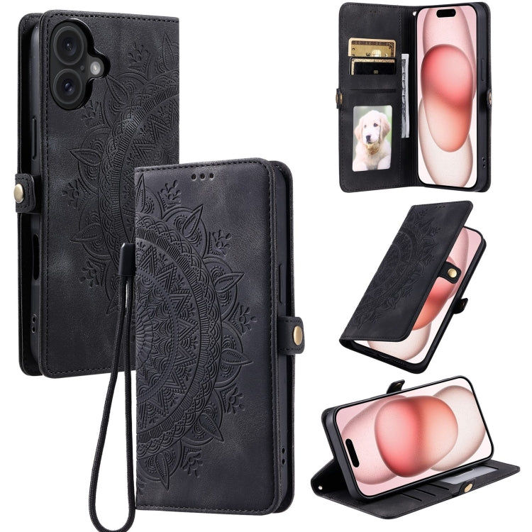 For iPhone 16 Skin Feel Totem Embossed Leather Phone Case(Black) - iPhone 16 Cases by PMC Jewellery | Online Shopping South Africa | PMC Jewellery | Buy Now Pay Later Mobicred