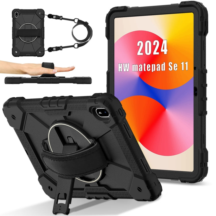 For Huawei MatePad SE 11 2024 Contrast Color Robot Silicone Hybrid PC Tablet Case(Black) - Huawei by PMC Jewellery | Online Shopping South Africa | PMC Jewellery | Buy Now Pay Later Mobicred