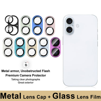 For iPhone 16 / 16 Plus IMAK Metal Armor Premium Camera Protector Film(Sky Blue) - iPhone 16 Tempered Glass by imak | Online Shopping South Africa | PMC Jewellery | Buy Now Pay Later Mobicred