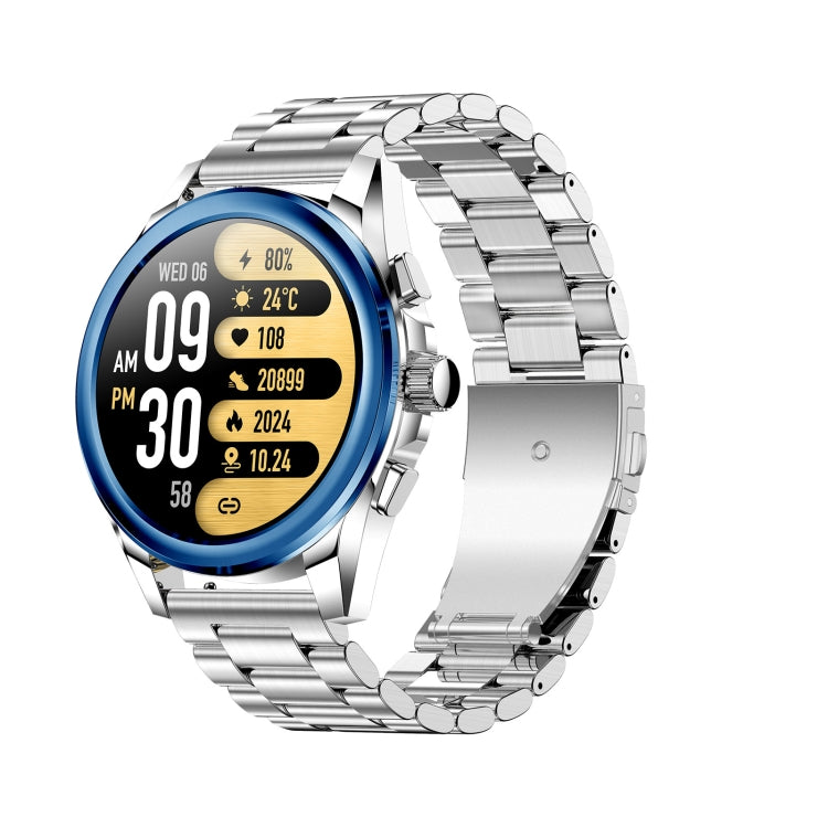 KC83 1.43 inch 1ATM Waterproof Smart Watch, Support Sedentary Reminder / Sleep Monitoring(Silver Steel Strap + Blue Leather Strap) - Smart Watches by PMC TechLife | Online Shopping South Africa | PMC TechLife | Buy Now Pay Later Mobicred