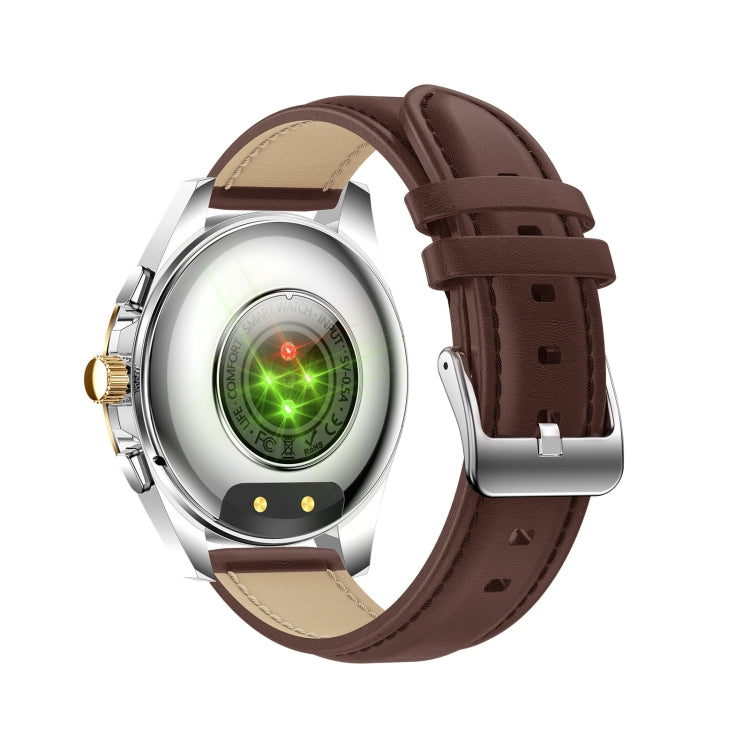 KC83 1.43 inch 1ATM Waterproof Smart Watch, Support Sedentary Reminder / Sleep Monitoring(Gold Steel Strap + Brown Leather Strap) - Smart Watches by PMC TechLife | Online Shopping South Africa | PMC TechLife | Buy Now Pay Later Mobicred