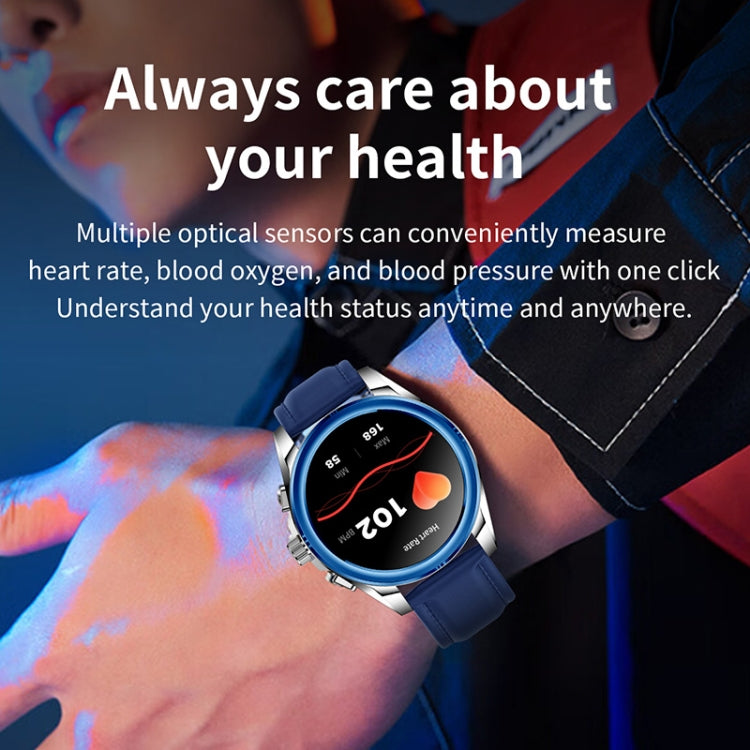 KC83 1.43 inch 1ATM Waterproof Smart Watch, Support Sedentary Reminder / Sleep Monitoring(Silver Steel Strap + Blue Leather Strap) - Smart Watches by PMC TechLife | Online Shopping South Africa | PMC TechLife | Buy Now Pay Later Mobicred