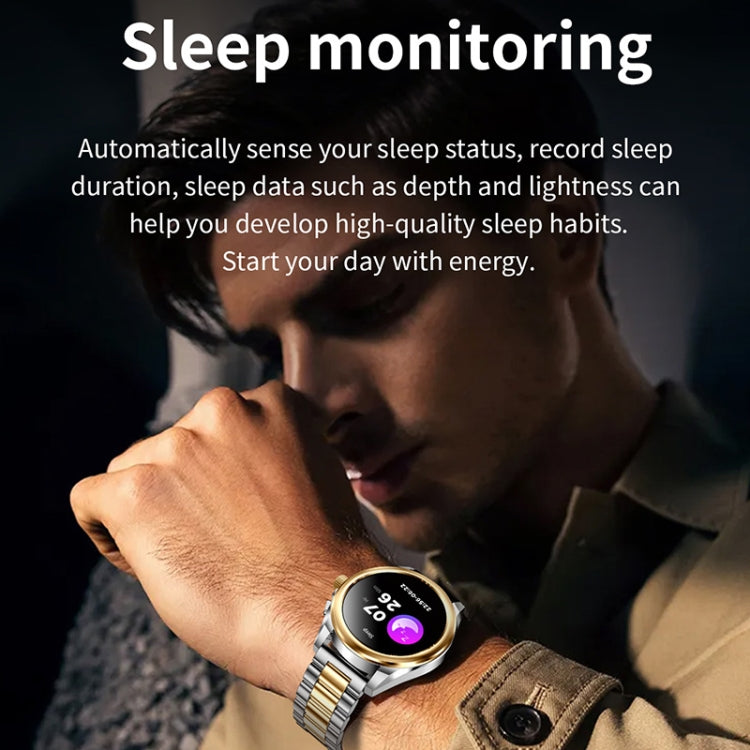 KC83 1.43 inch 1ATM Waterproof Smart Watch, Support Sedentary Reminder / Sleep Monitoring(Gold Steel Strap + Brown Leather Strap) - Smart Watches by PMC TechLife | Online Shopping South Africa | PMC TechLife | Buy Now Pay Later Mobicred