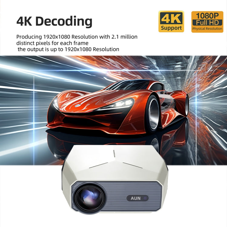 AUN A004 Pro 1920 x 1080P 9000Lumen Android 9.0 Portable LCD Projector, UK Plug(White) - LED Projector by AUN | Online Shopping South Africa | PMC Jewellery | Buy Now Pay Later Mobicred