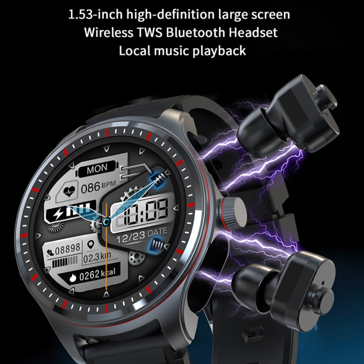 LC19 1.53 inch 2 in 1 Bluetooth Earphone IP67 Waterproof Smart Watch, Support Sleep Monitoring(Black Silver) - Smart Watches by PMC TechLife | Online Shopping South Africa | PMC TechLife | Buy Now Pay Later Mobicred