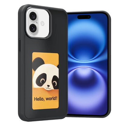 For iPhone 16 Four-Color E-ink Screen NFC DIY Phone Case(Black) - iPhone 16 Cases by PMC Jewellery | Online Shopping South Africa | PMC Jewellery | Buy Now Pay Later Mobicred