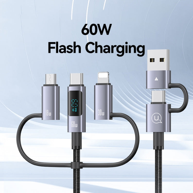 USAMS 60W 6 in 1 Digital Display Fast Charging Cable, Length:2m(Titanium Gray) - Multifunction Cable by USAMS | Online Shopping South Africa | PMC Jewellery | Buy Now Pay Later Mobicred