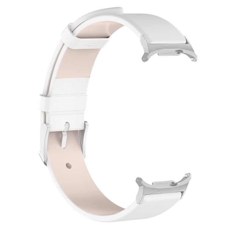 For Samsung Galaxy Watch Ultra 47mm Stainless Steel Silver Buckle Leather Watch Band(White) - free shipping - PMC TechLife - Order now!