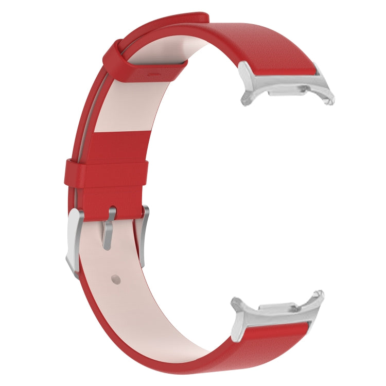 For Samsung Galaxy Watch Ultra 47mm Stainless Steel Silver Buckle Leather Watch Band(Red) - free shipping - PMC TechLife - Order now!