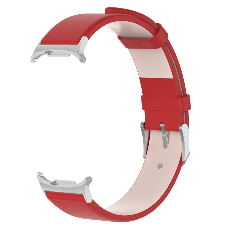 For Samsung Galaxy Watch Ultra 47mm Stainless Steel Silver Buckle Leather Watch Band(Red) - free shipping - PMC TechLife - Order now!