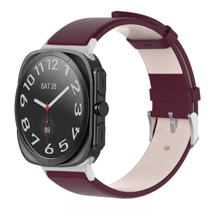 For Samsung Galaxy Watch Ultra 47mm Stainless Steel Silver Buckle Leather Watch Band(Wine Red) - free shipping - PMC TechLife - Order now!