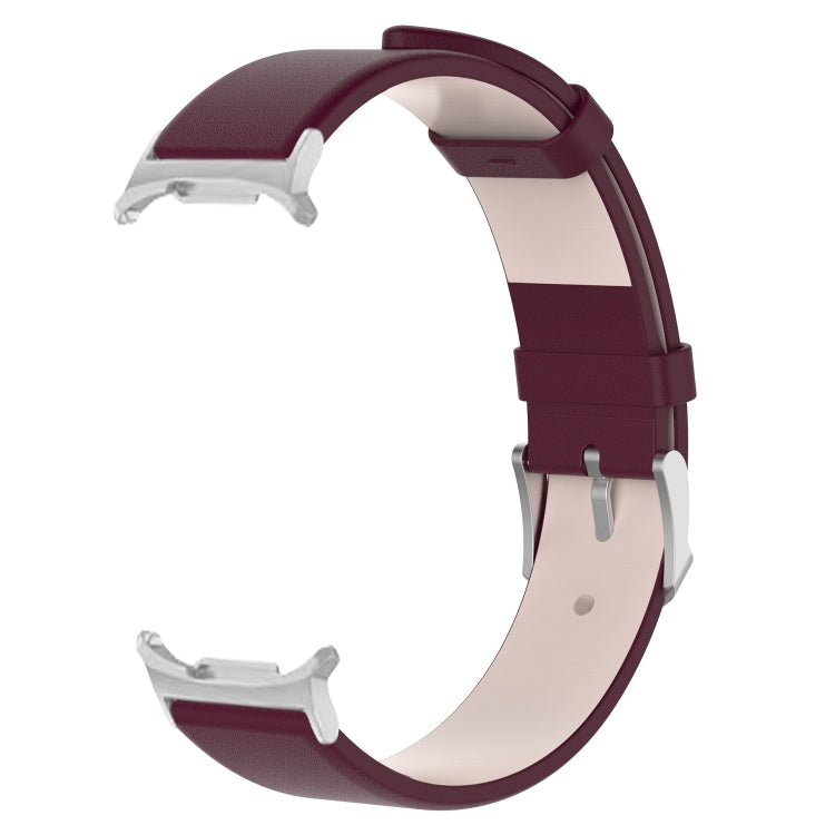 For Samsung Galaxy Watch Ultra 47mm Stainless Steel Silver Buckle Leather Watch Band(Wine Red) - free shipping - PMC TechLife - Order now!