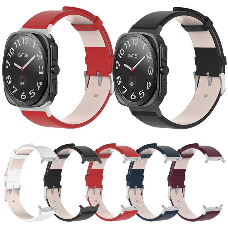 For Samsung Galaxy Watch Ultra 47mm Stainless Steel Silver Buckle Leather Watch Band(Red) - free shipping - PMC TechLife - Order now!