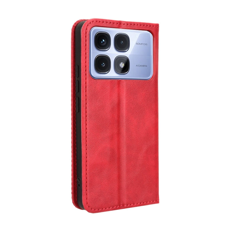 For Redmi K70 Ultra Magnetic Buckle Retro Texture Leather Phone Case(Red) - Xiaomi Cases by PMC Jewellery | Online Shopping South Africa | PMC Jewellery | Buy Now Pay Later Mobicred