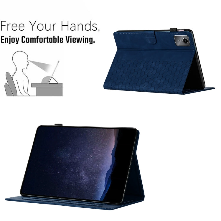 For Lenovo Tab M11 / Xiaoxin Pad 2024 Honeycomb Embossed Leather Smart Tablet Case(Blue) - Lenovo by PMC Jewellery | Online Shopping South Africa | PMC Jewellery | Buy Now Pay Later Mobicred