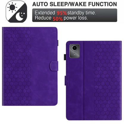 For Lenovo Tab M11 / Xiaoxin Pad 2024 Honeycomb Embossed Leather Smart Tablet Case(Purple) - Lenovo by PMC Jewellery | Online Shopping South Africa | PMC Jewellery | Buy Now Pay Later Mobicred