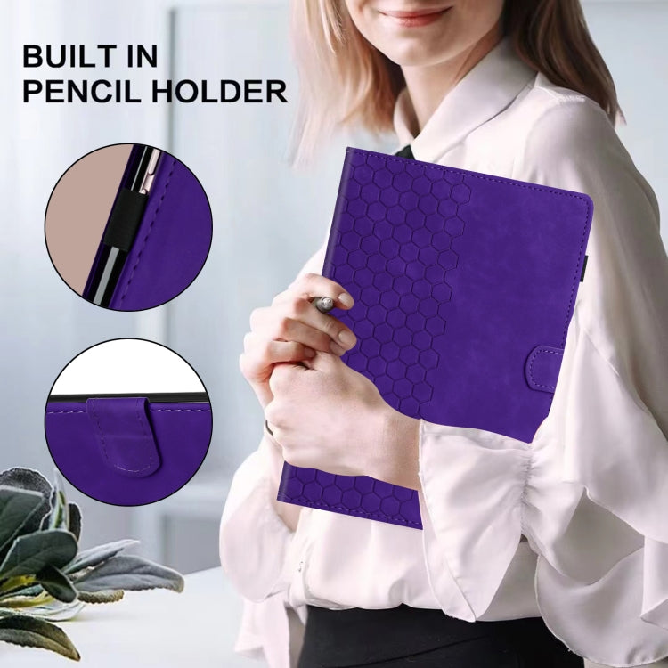 For Lenovo Tab M11 / Xiaoxin Pad 2024 Honeycomb Embossed Leather Smart Tablet Case(Purple) - Lenovo by PMC Jewellery | Online Shopping South Africa | PMC Jewellery | Buy Now Pay Later Mobicred