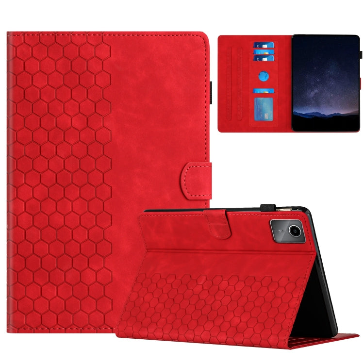 For Lenovo Tab M11 / Xiaoxin Pad 2024 Honeycomb Embossed Leather Smart Tablet Case(Red) - Lenovo by PMC Jewellery | Online Shopping South Africa | PMC Jewellery | Buy Now Pay Later Mobicred