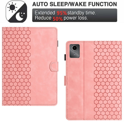 For Lenovo Tab M11 / Xiaoxin Pad 2024 Honeycomb Embossed Leather Smart Tablet Case(Pink) - Lenovo by PMC Jewellery | Online Shopping South Africa | PMC Jewellery | Buy Now Pay Later Mobicred