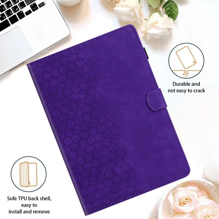 For Samsung Galaxy Tab S9 / S9 FE Honeycomb Embossed Leather Smart Tablet Case(Purple) - Galaxy Tab S9 Cases by PMC Jewellery | Online Shopping South Africa | PMC Jewellery | Buy Now Pay Later Mobicred