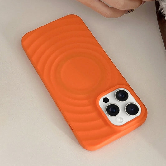 For iPhone 16 Pro Frosted Wave Texture MagSafe Magnetic TPU Phone Case(Orange) - iPhone 16 Pro Cases by PMC Jewellery | Online Shopping South Africa | PMC Jewellery | Buy Now Pay Later Mobicred