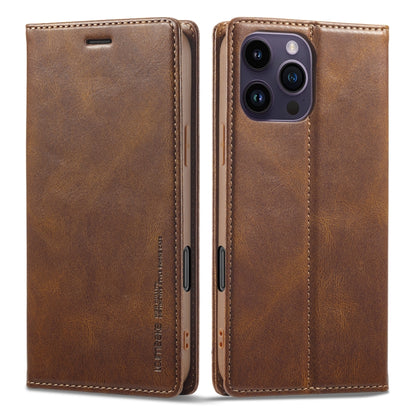 For iPhone 16 Pro Max LC.IMEEKE RFID Anti-theft Leather Phone Case(Brown) - iPhone 16 Pro Max Cases by LC.IMEEKE | Online Shopping South Africa | PMC Jewellery | Buy Now Pay Later Mobicred