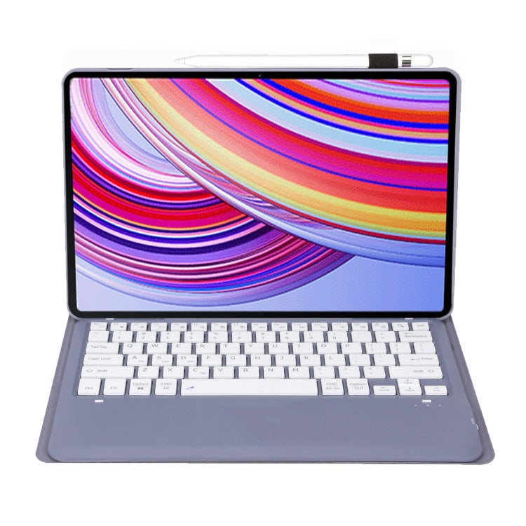For Xiaomi Redmi Pad Pro 12.1 A0N11 Detachable Bluetooth Keyboard TPU Lambskin Leather Tablet Case(Lavender White) - Others Keyboard by PMC Jewellery | Online Shopping South Africa | PMC Jewellery | Buy Now Pay Later Mobicred
