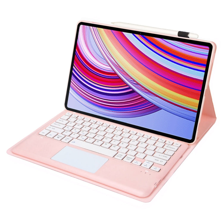 For Xiaomi Redmi Pad Pro 12.1 A0N11-A Detachable Bluetooth Keyboard TPU Lambskin Leather Tablet Case with Touchpad(Pink White) - Others Keyboard by PMC Jewellery | Online Shopping South Africa | PMC Jewellery | Buy Now Pay Later Mobicred