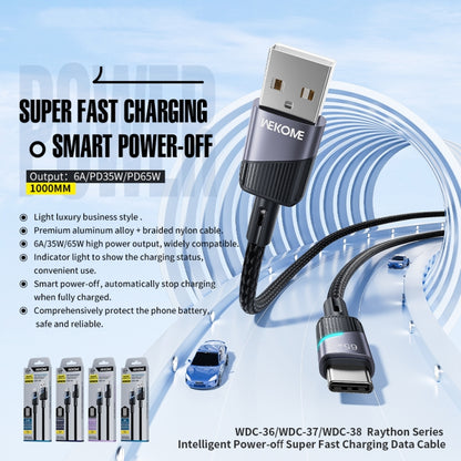 WK WDC-36i Intelligent Power-off 1m 2.4A USB to 8 Pin Fast Charging Data Cable(Black) - Normal Style Cable by WK | Online Shopping South Africa | PMC Jewellery | Buy Now Pay Later Mobicred