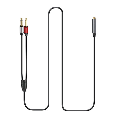 0.3m 6.35mm TRS Stereo Female to 2 x 6.35mm TS Male Mono Audio Adapter Cable(Black) - Video & Audio Cable by PMC Jewellery | Online Shopping South Africa | PMC Jewellery | Buy Now Pay Later Mobicred