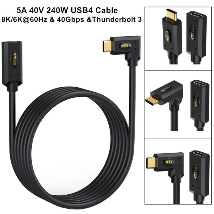 240W USB-C / Type-C Male to Female Multi-function Elbow USB 4.0 Data Extension Cable, Length:1m - Cable & Adapters by PMC Jewellery | Online Shopping South Africa | PMC Jewellery | Buy Now Pay Later Mobicred