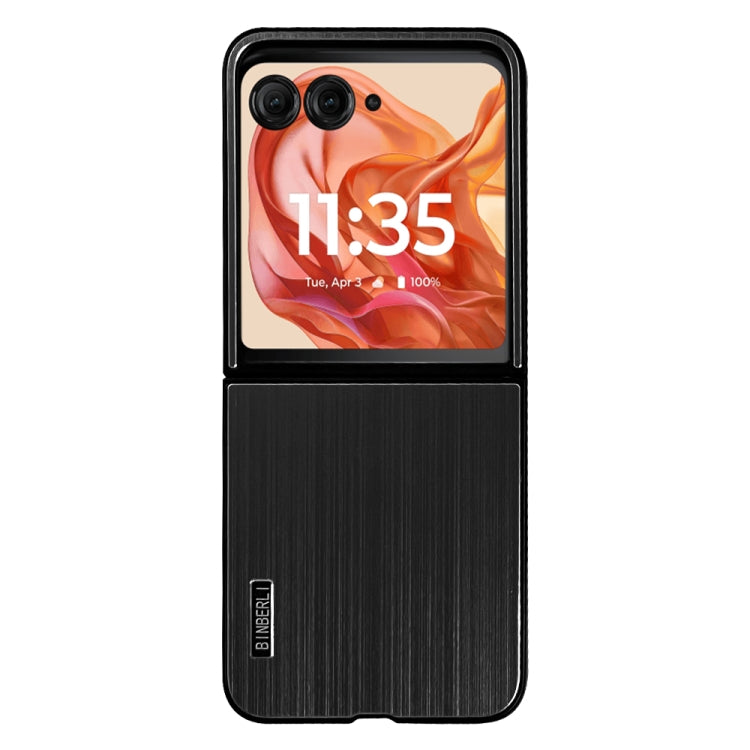 For Motorola Moto Razr 50 2024 PC Hybrid Aluminum Alloy Brushed Shockproof Phone Case(Black) - Motorola Cases by PMC Jewellery | Online Shopping South Africa | PMC Jewellery | Buy Now Pay Later Mobicred