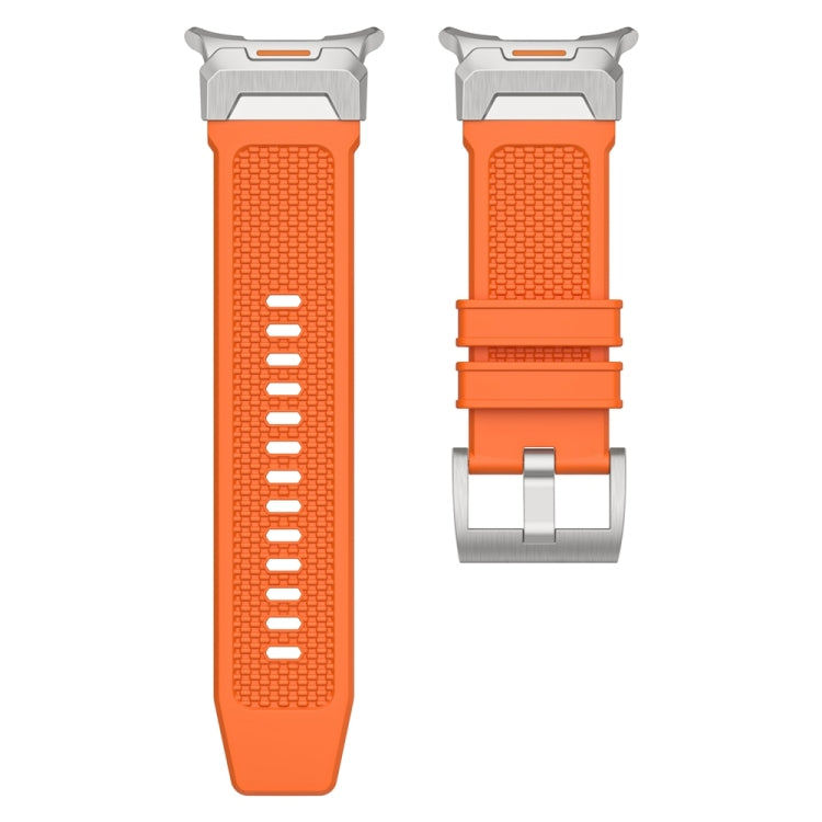 For Samsung Galaxy Watch Ultra 47mm Silver Steel Buckle Rubber Quick Release Watch Band(Orange) - free shipping - PMC TechLife - Order now!
