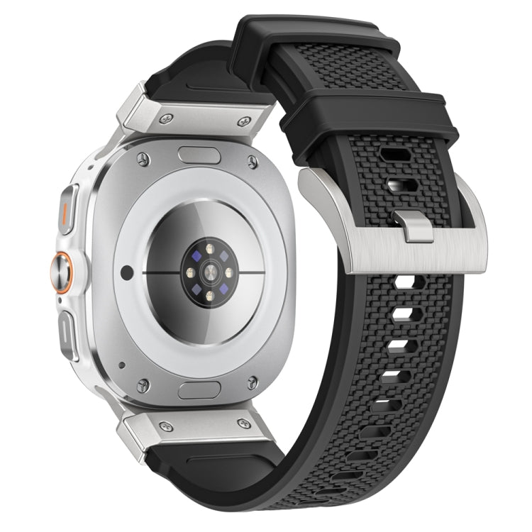 For Samsung Galaxy Watch Ultra 47mm / Ultra 2025 Silver Steel Buckle Rubber Quick Release Watch Band(Black) - free shipping - PMC TechLife - Order now!