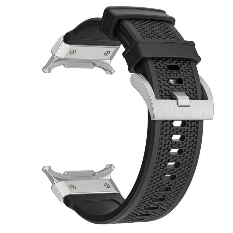 For Samsung Galaxy Watch Ultra 47mm / Ultra 2025 Silver Steel Buckle Rubber Quick Release Watch Band(Black) - free shipping - PMC TechLife - Order now!