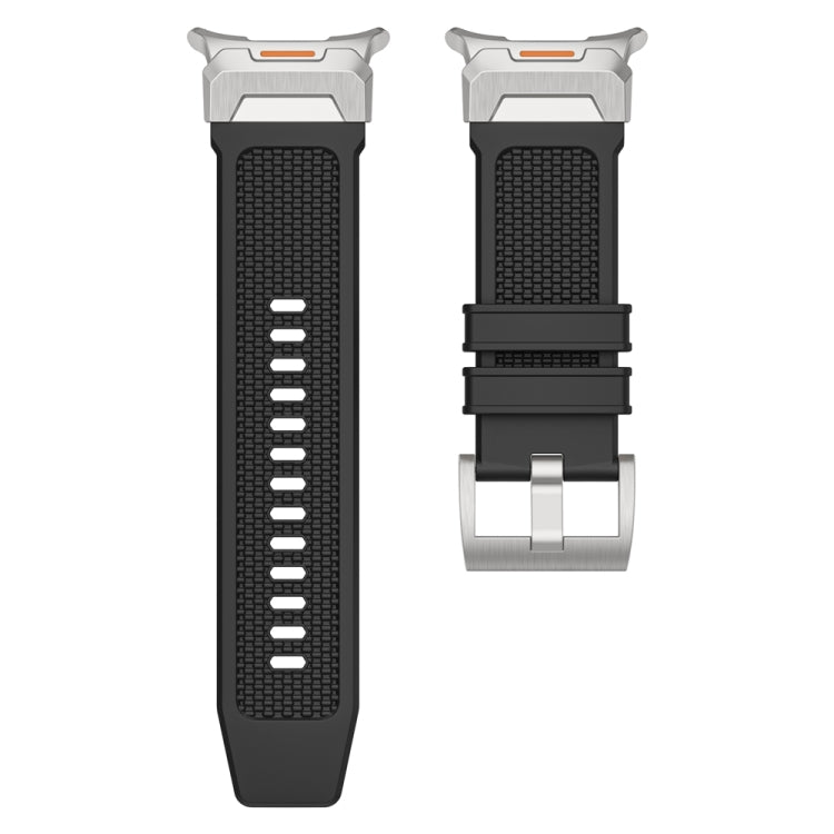 For Samsung Galaxy Watch Ultra 47mm / Ultra 2025 Silver Steel Buckle Rubber Quick Release Watch Band(Black) - free shipping - PMC TechLife - Order now!