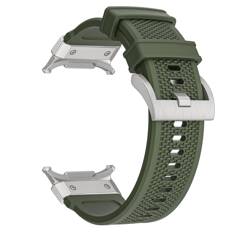 For Samsung Galaxy Watch Ultra 47mm Silver Steel Buckle Rubber Quick Release Watch Band(Army Green) - free shipping - PMC TechLife - Order now!