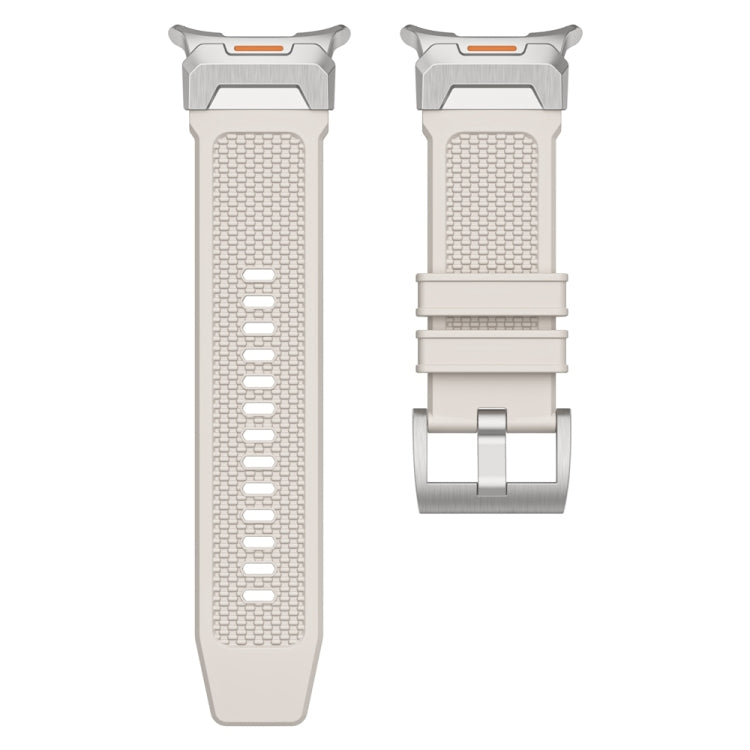 For Samsung Galaxy Watch Ultra 47mm Silver Steel Buckle Rubber Quick Release Watch Band(Starlight) - free shipping - PMC TechLife - Order now!
