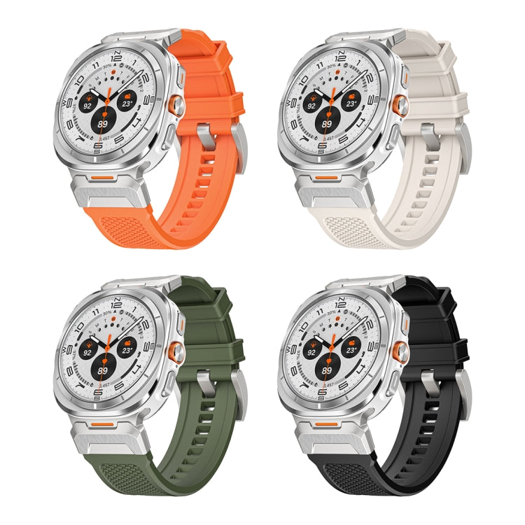 For Samsung Galaxy Watch Ultra 47mm / Ultra 2025 Silver Steel Buckle Rubber Quick Release Watch Band(Black) - free shipping - PMC TechLife - Order now!