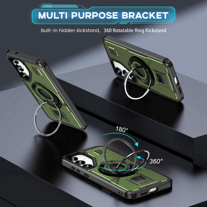 For Samsung Galaxy S25 5G Ring Holder Carbon Fiber PC Hybrid TPU Phone Case(Army Green) - Galaxy S25 5G Cases by PMC Jewellery | Online Shopping South Africa | PMC Jewellery | Buy Now Pay Later Mobicred