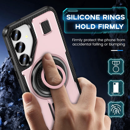 For Samsung Galaxy S25 5G Ring Holder Carbon Fiber PC Hybrid TPU Phone Case(Rose Gold) - Galaxy S25 5G Cases by PMC Jewellery | Online Shopping South Africa | PMC Jewellery | Buy Now Pay Later Mobicred