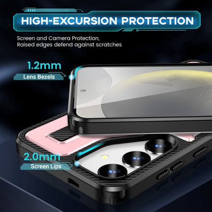 For Samsung Galaxy S25+ 5G Ring Holder Carbon Fiber PC Hybrid TPU Phone Case(Rose Gold) - Galaxy S25+ 5G Cases by PMC Jewellery | Online Shopping South Africa | PMC Jewellery | Buy Now Pay Later Mobicred