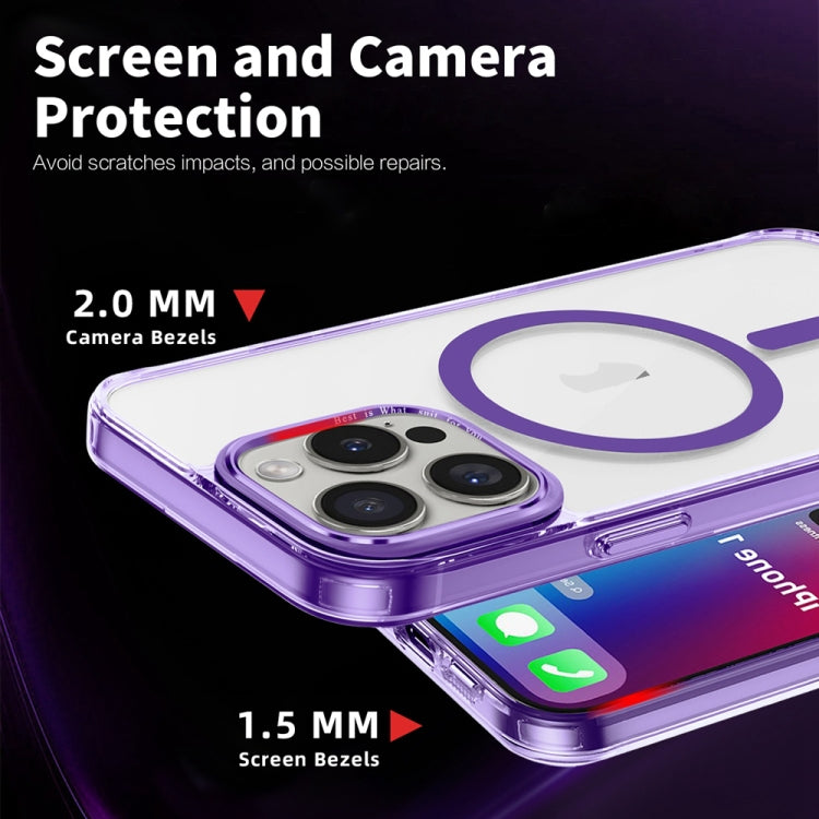 For iPhone 16 Pro Ice Color Magnetic Series Magsafe Magnetic PC Hybrid TPU Phone Case(Purple) - iPhone 16 Pro Cases by PMC Jewellery | Online Shopping South Africa | PMC Jewellery | Buy Now Pay Later Mobicred