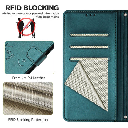 For Ulefone Note 18 Ultra 5G Smile Embossing RFID Leather Phone Case(Peacock Green) - Ulefone Cases by PMC Jewellery | Online Shopping South Africa | PMC Jewellery | Buy Now Pay Later Mobicred