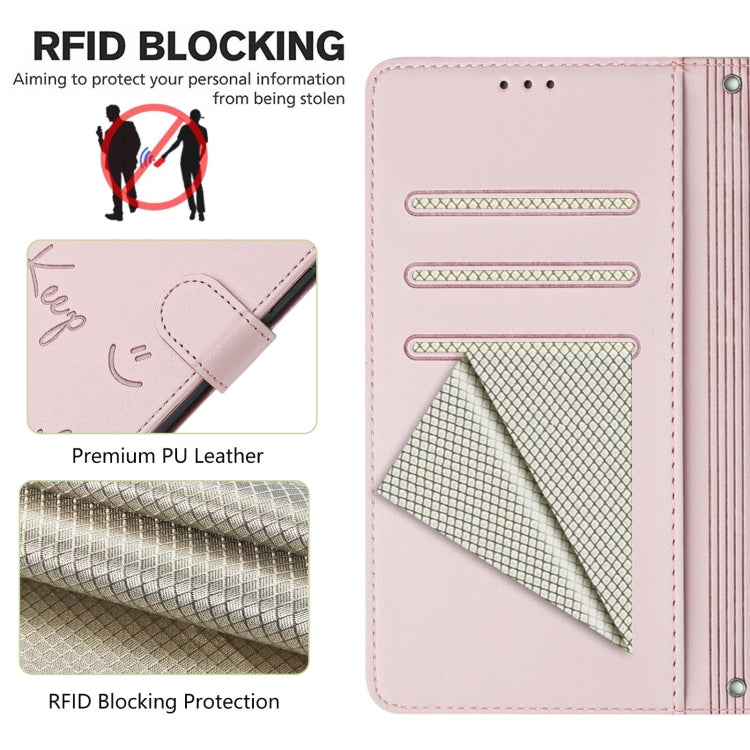 For Ulefone Note 14 Smile Embossing RFID Leather Phone Case(Pink) - Ulefone Cases by PMC Jewellery | Online Shopping South Africa | PMC Jewellery | Buy Now Pay Later Mobicred