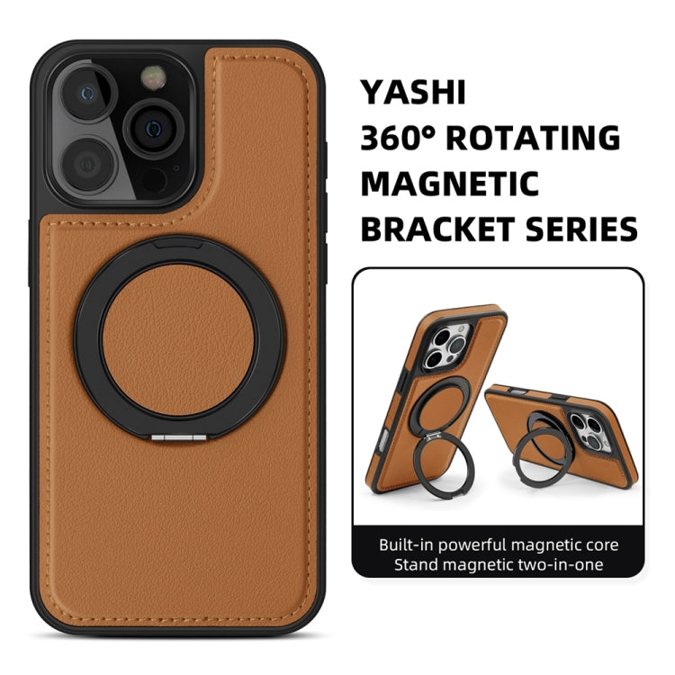 For iPhone 16 Yashi 360 Degree Rotating MagSafe Holder Phone Case(Brown) - iPhone 16 Cases by PMC Jewellery | Online Shopping South Africa | PMC Jewellery | Buy Now Pay Later Mobicred