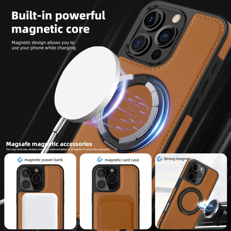 For iPhone 16 Yashi 360 Degree Rotating MagSafe Holder Phone Case(Brown) - iPhone 16 Cases by PMC Jewellery | Online Shopping South Africa | PMC Jewellery | Buy Now Pay Later Mobicred