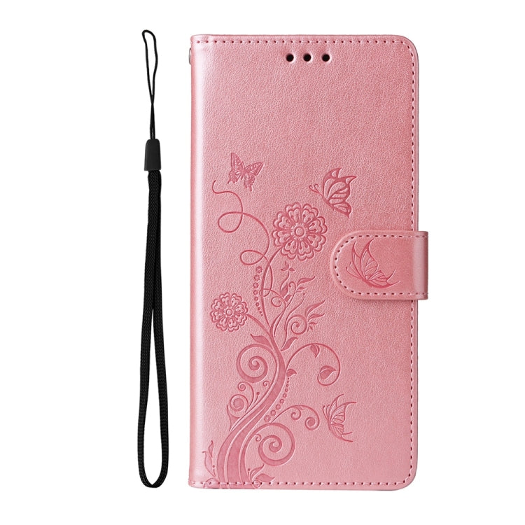 For Samsung Galaxy S25 5G Embossed Butterfly Flowers Leather Phone Case(Rose Gold) - Galaxy S25 5G Cases by PMC Jewellery | Online Shopping South Africa | PMC Jewellery | Buy Now Pay Later Mobicred